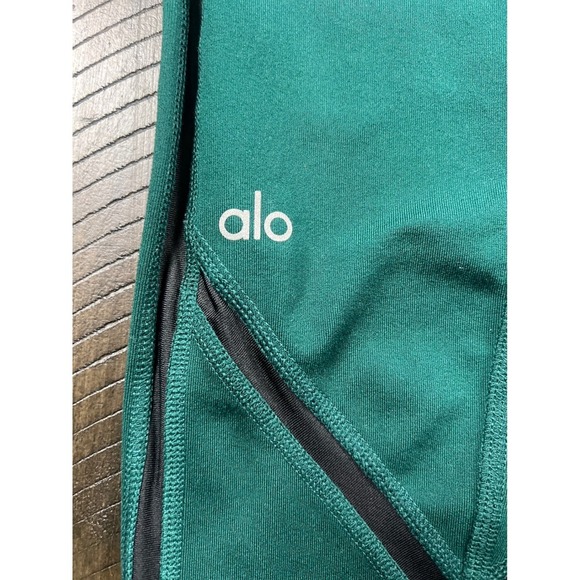 ALO Yoga Talia Full Length Leggings Evermint Green with Black Trim Size XS - Picture 9 of 9